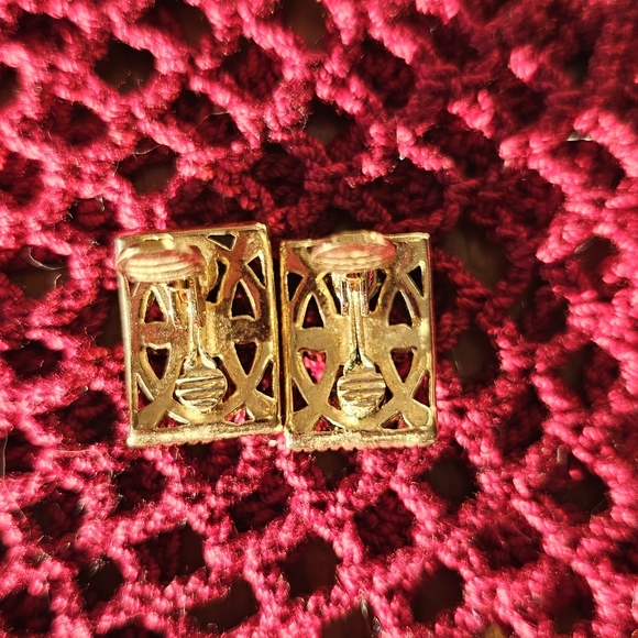 Monet Ruby Red Rectangular Earrings - Picture 3 of 4